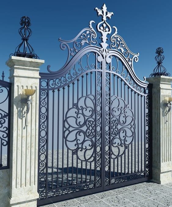 Mẫu thiết kế cổng nhà nhôm kính cổ điển sang trọng